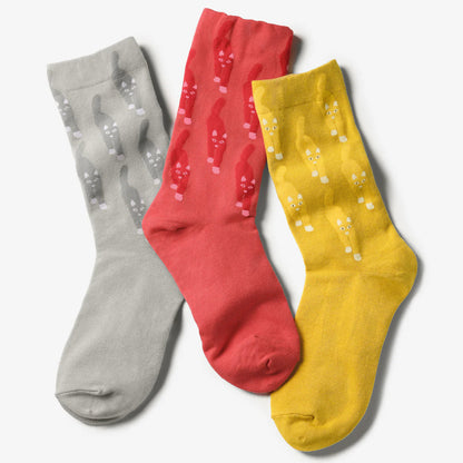 Cat Coming Socks - Red