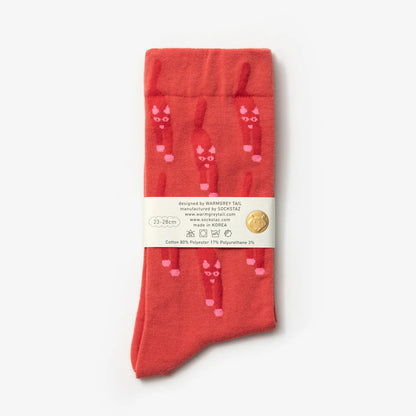 Cat Coming Socks - Red