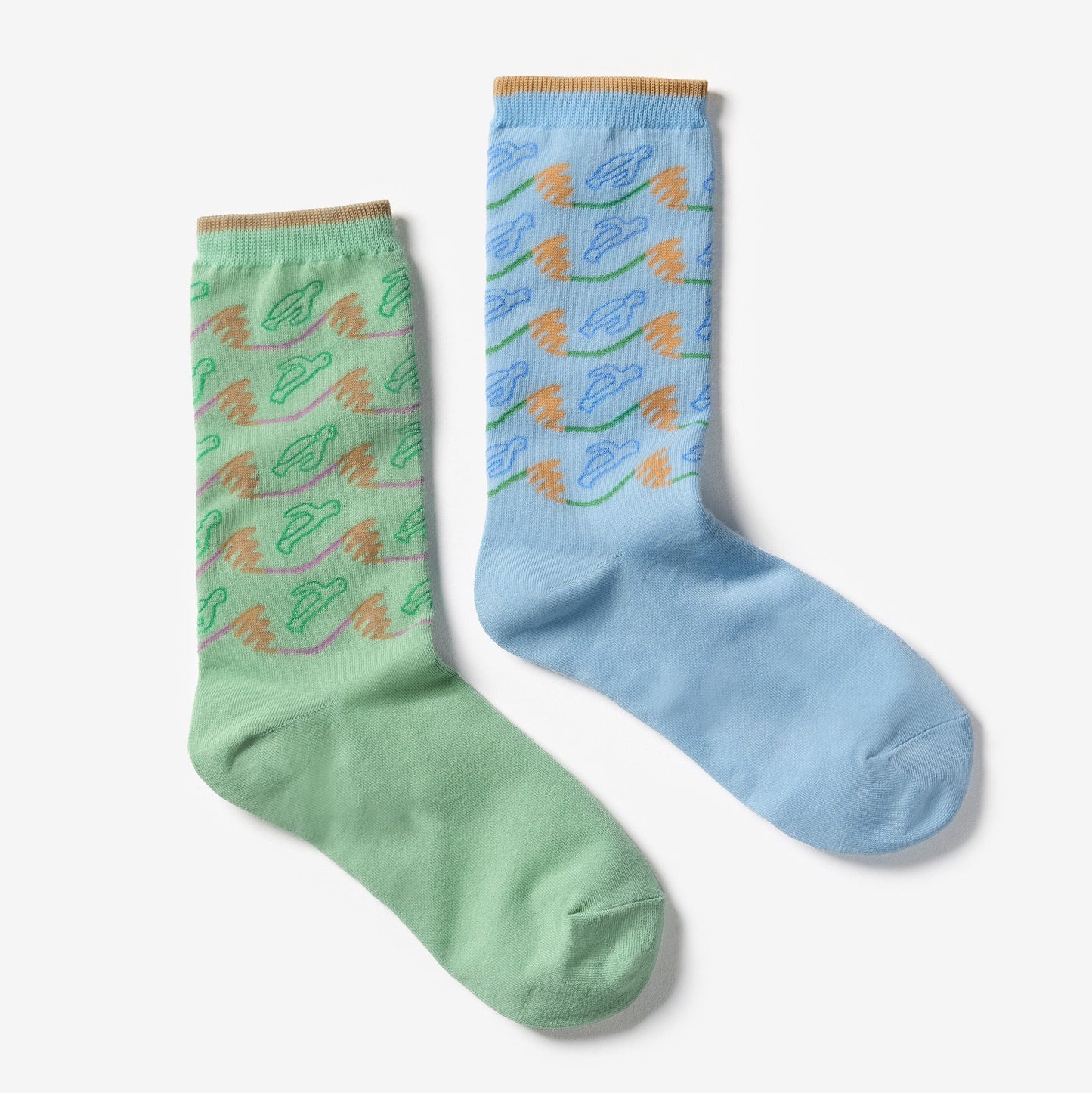 Flying Turtles Socks - Mint