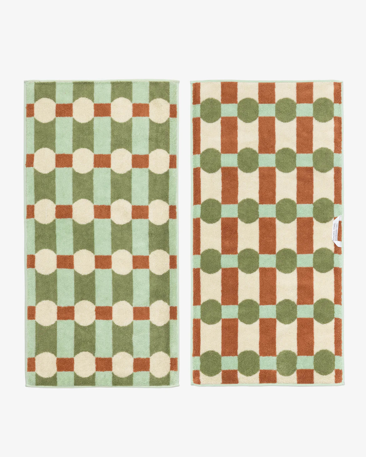 Dot Check Towel - Cream on Mint